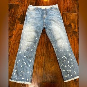 Free People Cropped Splattered Denim size 28